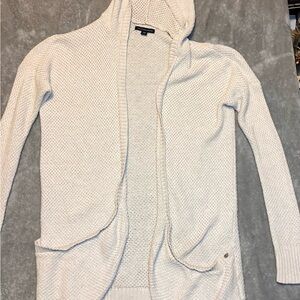 American Eagle Womens Cream Open Long Sleeve Hood Cardigan Sweater SP READ